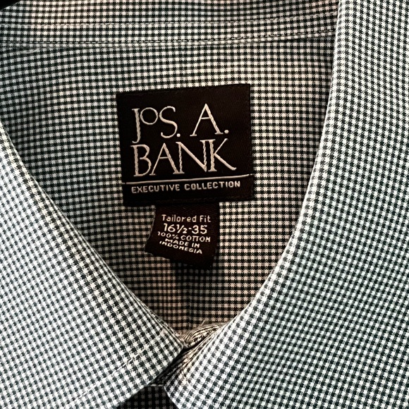 Jos A Bank Long Sleeve Button Down Green Bingham Dress Shirt - Picture 4 of 9